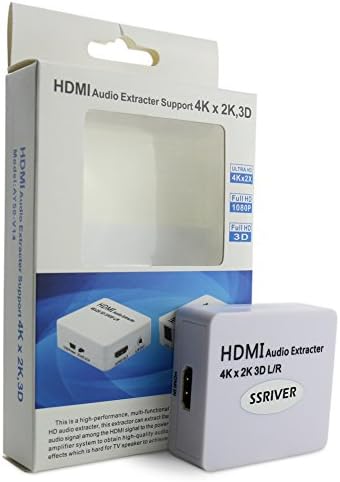 4K x 2K HDMI to HDMI Audio Extractor, SSRIVER Stereo Audio Converter HDMI Splitter Adapter (HDMI Input, HDMI + Digital / Analog Audio Output)