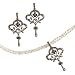 Fleur-de-lis Silver Natural Seed Pearl Pendant Necklace & Chandelier Earrings Sapphire Set - Dahlia Vintage Collection