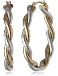 Bonded Sterling Silver and 14k Two-Tone Gold Twist Hoop Earrings
