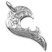 925 Silver Half Heart Scroll Pendant Hawaiian Jewelry