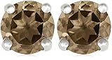 Sterling Silver 4mm Round Smoky Quartz Stud Earrings