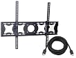 Pyle Super Wall Mount & Cables Package for Home/Office/Schools/Public -- PSW101CM Tilt Wall Mount for 36" to 55" Displays (Silver) + PHDM3 3Ft. High Definition HDMI Cable.