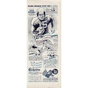 Record-Breaker Every Way - STEVE VAN BUREN, brilliant halfback of the Philadelphia Eagles. ..... 1946 Gillette Blue Blades Ad, A5049.