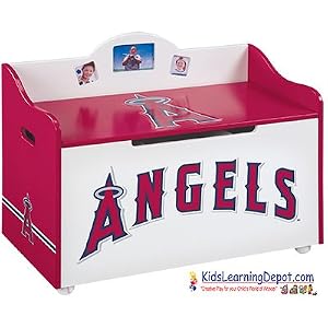 los angeles angels mlb wooden toy chest