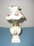 Vintage Porcelain Floral Oil Lamp