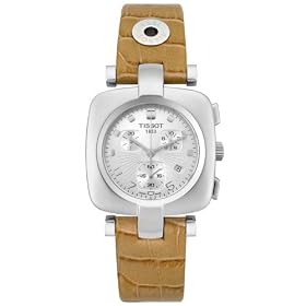 Tissot Women T-Trend Odaci-T Chronograph Beige Leather Watch #T020.317.16.037.00