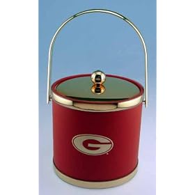 Kraftware 22554 Georgia 3 Quart Red Ice Bucket with Track Handle and Gold Logo by Kraftware