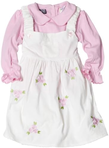 So La Vita Little Girls' Toddler Elastic Strap Dress, White, 2T