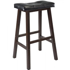 Winsome Mona 29-Inch Cushion Saddle Seat Stool, Black, Faux Leather, RTA by Winsome
