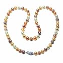 Sterling Silver Natural Pastel Multi-Color Freshwater Cultured Pearl A Grade  6.5-7mm Necklace, 18"