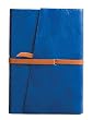 Milano Pocket Journal Diary, Genuine Blue Patent Leather, Lined, Leather Wrap Closure, 3x5"