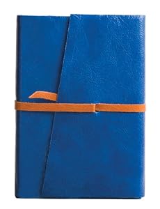 Milano Pocket Journal Diary, Genuine Blue Patent Leather, Lined, Leather Wrap Closure, 3x5"