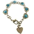 Stainless Steel Heart Charm Bracelet Blue Stones Girls Ladies By Bucasi