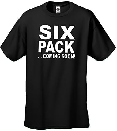 Six Pack Coming Soon- Funny Tee - Black -XL