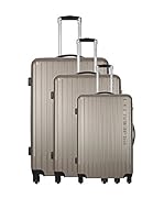 PLATINIUM Set de 3 trolleys rígidos (Taupe)