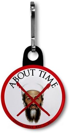 ABOUT TIME MAGAZINE Osama Bin Laden Dead 1 inch Black Zipper Pull Charm