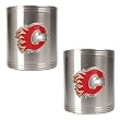 Calgary Flames NHL 2pc Stainless Steel Can Holder Set- Primary Logo by Great American Products