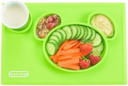 Great Circle Baby Bear Silicon Placemat With Cupholder (Green)