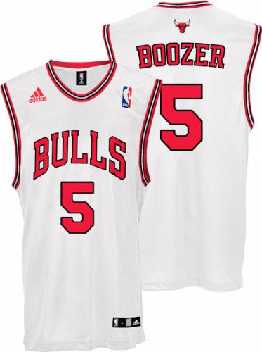 Carlos Boozer Youth Jersey: adidas Revolution 30 White Replica #5 Chicago Bulls Jersey