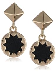 House of Harlow 1960 Gold Tone Leather Small Sunburst Drop Earrings
