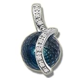 .11 CT 10 MM FACETED BLUE TOPAZ SPHERE WHITE GOLD PENDANT