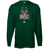NBA adidas Milwaukee Bucks Green Primary Logo Long Sleeve T-shirt (Large)