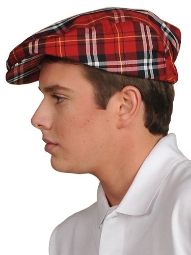 red plaid golf hat