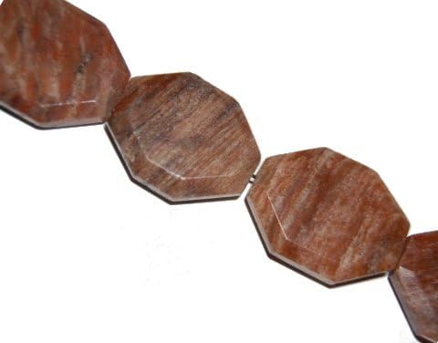 Wood line agate faceted slab, 30x40mm, sold per 16-inch strand.