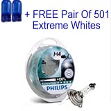 Philips X-Treme Vision +100% H4 472 12v 60/55w NEW! + Free 501 Extreme White Sidelights
