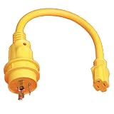 Marinco 105SPP Marine Electrical Shore Power Pigtail Adapter PLUS with LED Power Indicator Light (30-Amp 125-Volt Locking Male to 15-Amp 125-Volt Straignt Blade FemaleYellow)