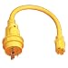 Marinco 105SPP Marine Electrical Shore Power Pigtail Adapter PLUS with LED Power Indicator Light (30-Amp 125-Volt Locking Male to 15-Amp 125-Volt Straignt Blade FemaleYellow)