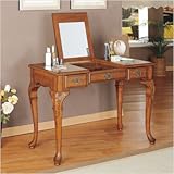 Powell Furniture Jamestown Landing Wood Makeup Vanity Table with Mirror