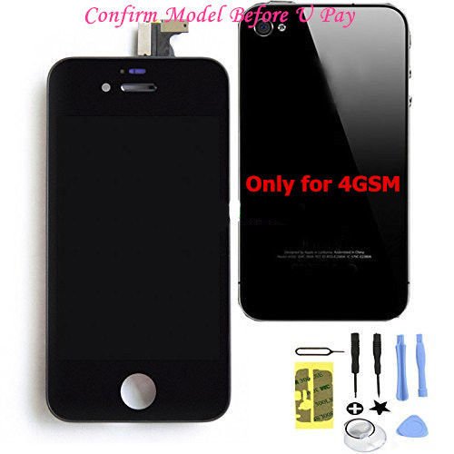 Macanudc * Replacement LCD Touch Screen Digitizer Glass Assembly OEM for iPhone 4G iphone 4ATT GSM iphone 4 Black Screen （With Back Cover Case) Front and Back