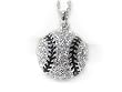 White Gold Plated Crystal Baseball Pendant Necklace