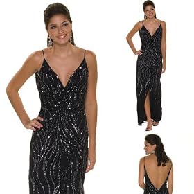 Formal Evening Gown. Beaded Stretch Dress for Prom, Party, Wedding by Sean Collection (408)