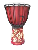 Antique Red Hawaiian Design Djembe- 15-16 Tall x 8-9 Head, Quality #2 Djembe Drum