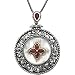 Sterling Silver Genuine Mother of Pearl & Mozambique Garnet Pendant