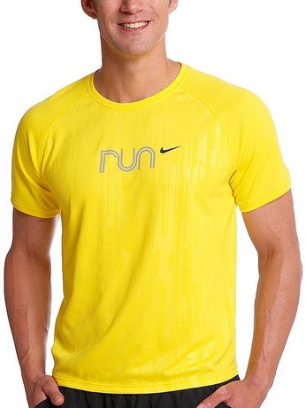 Nike - Herren Laufshirt - Dri-Fit SS Poly Graphic Top, Gelb, Gr. m