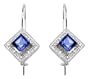 10k White Gold Lab-Created Blue Sapphire and Diamond Earrings
