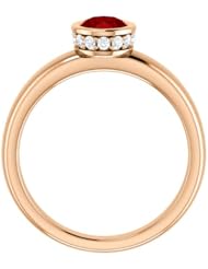 14K Rose Gold 7.00x5.00mm Oval Cut Ruby and Diamond Ring -- LIFETIME WARRANTY