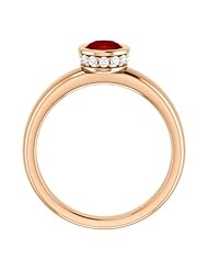 10K Rose Gold 7.00x5.00mm Oval Cut Chatham Created Ruby and Diamond Ring -- LIFETIME WARRANTY