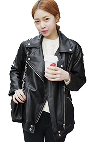 レディース ジャケット ライダース オーバーサイズ PUレザー アウター ブラック 123-16027