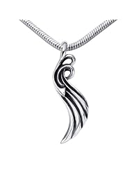 Chuvora .925 Sterling Silver Cool Feather/ Angel Wing Pendant with Rhodium Plated Chain Necklace w/ Lobster clasp 18" - Nickel Free