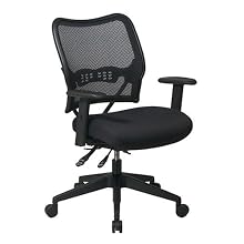 Office Star Space Deluxe Chair with Air-Grid Back and Mesh Seat, Black