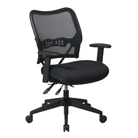 Office Star Space Deluxe Chair with Air-Grid Back and Mesh Seat, Black