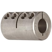 Climax Metal ISCC-050-050-S Clamp Coupling, Stainless Steel Grade 303, 1/2" Bore , 1-1/8" OD, With 8-32 x 1/2 Set Screw