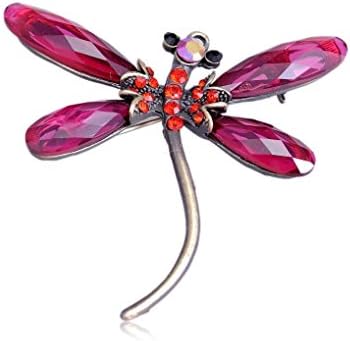 Ponce Craft Red Ruby Crystal Light Siam Jewel Dragonfly Small Tiny Brooch Pins Pendant