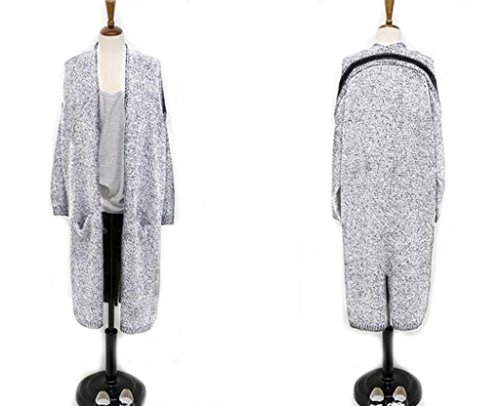 (ヒンリヤ)HengLiYa 可愛い ロング カーディガン ゆったり 体型 カバー 大きい サイズ バック スリット モノトーン ミックス カーデ マキシ 丈 春 秋 冬 カジュアル レディース