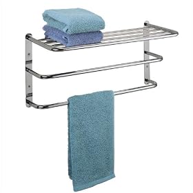 Double Towel Bar with Shelf - Chrome by Polder