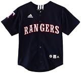 MLB Youth Texas Rangers Team Color Applique Baseball Jersey (Dark Navy, Medium)